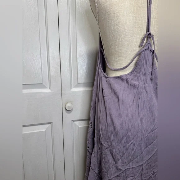 Free People Heat Wave Mini Dress Womens Medium Strappy Back Flutter Hem Lavender - Picture 9 of 10
